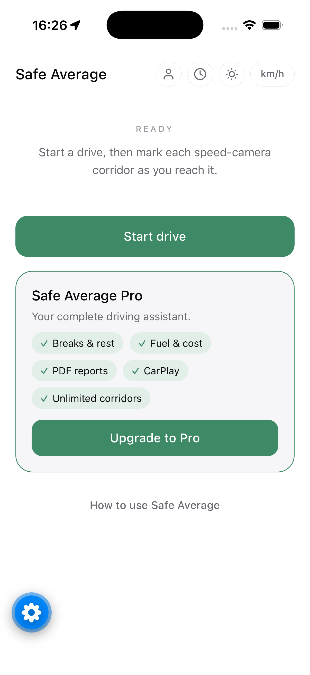 Routine mode on the drive screen, ready to start a saved route